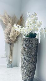 Vaas witte orchideeën, Tuin en Terras, Kunststof, 40 cm of meer, Rond, Ophalen of Verzenden