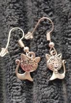 Zilveren oorbellen kat, Sieraden, Tassen en Uiterlijk, Oorbellen, Hangers, Verzenden, Nieuw, Zilver