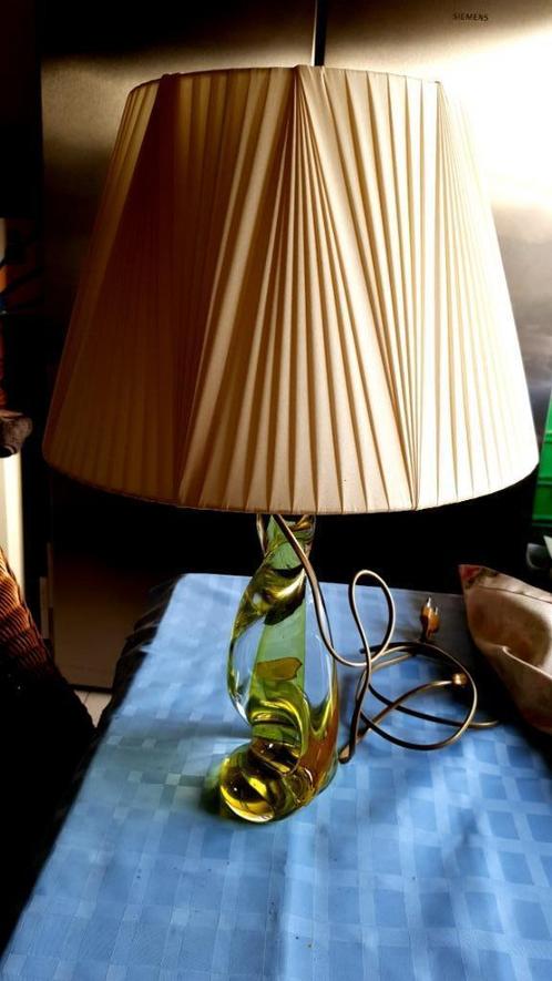 Val St. Lambert Kleur is Citroengeel en heldere kristallen l, Huis en Inrichting, Lampen | Tafellampen, Zo goed als nieuw, Minder dan 50 cm
