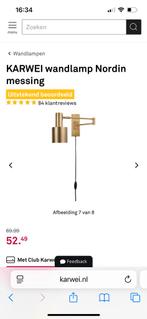 KARWEI Nordin Wandlamp Messing, Huis en Inrichting, Lampen | Wandlampen, Ophalen of Verzenden, Nieuw, Metaal