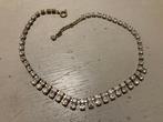 Vintage strass costume Jewelry collier ketting zilverkleurig, Ophalen of Verzenden, Overige materialen, Ketting