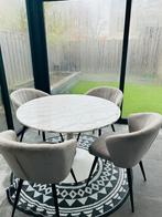 Marmeren eettafel Richmond Interiors + stoelen, Huis en Inrichting, Tafels | Eettafels, Overige materialen, 100 tot 150 cm, Rond