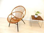 retro vintage rotan fauteuil stoel kast jaren 60 / 70 riet, Huis en Inrichting, Fauteuils, Gebruikt, Vintage, Ophalen of Verzenden