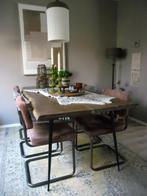 Eettafel met 6 stoelen, zie omschrijving, Eikenhout, 200 cm of meer, Zo goed als nieuw, Vijf personen of meer