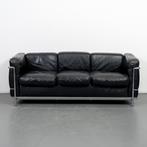 1x Cassina Le Corbusier LC2 3-zits Bank Zwart Leer, Driepersoons, 75 tot 100 cm, Zo goed als nieuw, 200 tot 250 cm