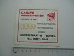 sticker oud Duiven Carino amusement bv flipperkast video, Verzamelen, Verzenden, Zo goed als nieuw, Bedrijf of Vereniging