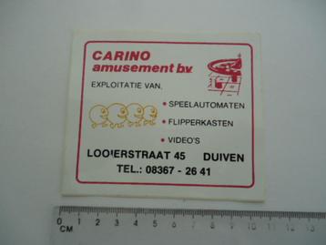 sticker oud Duiven Carino amusement bv flipperkast video beschikbaar voor biedingen