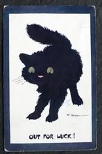 De zwarte kat is 'out for luck', door Morgan, UK, Verzamelen, Verzenden, Voor 1920, Ongelopen, Hond of Kat