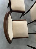 Vintage Japandi Benze stoelen palissander hout beige stof, Huis en Inrichting, Stoelen, Wit, Ophalen of Verzenden, Zo goed als nieuw