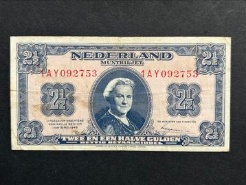 2,5 Gulden Muntbiljet, 1945 beschikbaar voor biedingen