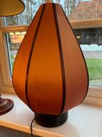 Lampion tafellamp oranje kap met houten voet 47 cm hoog, Ophalen of Verzenden, Zo goed als nieuw, Stof, Minder dan 50 cm