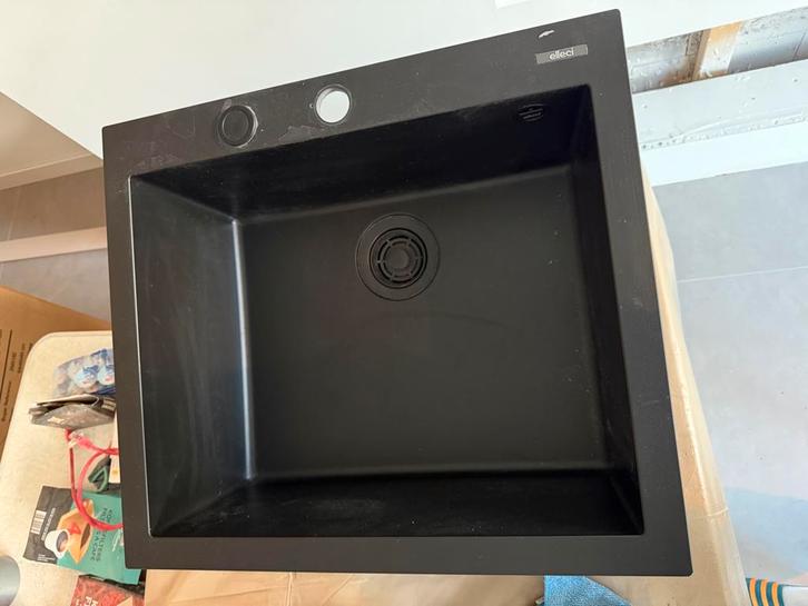 Elleci inbouwspoelbak, Huis en Inrichting, Keuken | Keukenelementen, Nieuw, Minder dan 100 cm, 50 tot 100 cm, 25 tot 50 cm, Zwart
