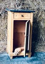 *Antiek Grenen Halkastje/Nachtkastje met Marmer*, Ophalen, Gebruikt, 25 tot 50 cm, 50 tot 100 cm