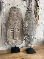 Houten masker massief hout op statief - Boho Bali style, Ophalen of Verzenden