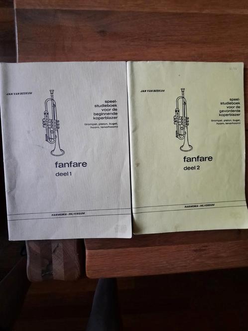 lesboeken-- Fanfare 1+ 2 (studie/speelboeken trompet etc, Muziek en Instrumenten, Bladmuziek, Gebruikt, Les of Cursus, Hoorn, Trompet