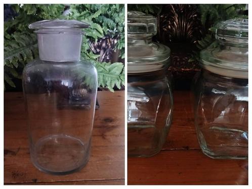 Twee snoeppotten vintage glas  - één winkel snoeppot stolp, Antiek en Kunst, Curiosa en Brocante, Ophalen of Verzenden