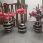 3 grote zwarte zilveren bloempotten, zwaar degelijk, Huis en Inrichting, Woonaccessoires | Vazen, Ophalen of Verzenden