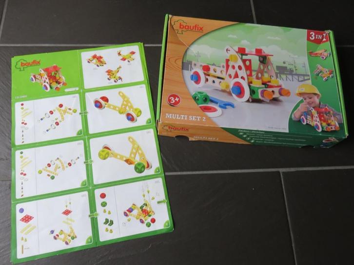Baufix constructie 37-delige multiset 2, met voorbeelden, Kinderen en Baby's, Speelgoed | Houten speelgoed, Gebruikt, Overige typen