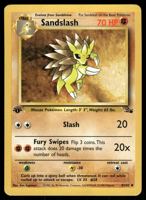 Sandslash 41/62 - Fossil (1st edition), Hobby en Vrije tijd, Verzamelkaartspellen | Pokémon, Gebruikt, Losse kaart, Verzenden