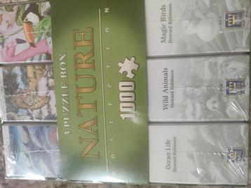 Nieuwe nog in verpakking box met 3 natuur puzzels 1000 stukj beschikbaar voor biedingen