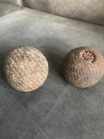 2 Antieke Franse Petanque ballen.( Jeu de Boules )., Sport en Fitness, Bowlen, Ophalen of Verzenden, Gebruikt, Bal