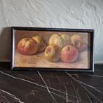 Antiek oud brocante schilderijtje stilleven appels, Ophalen of Verzenden