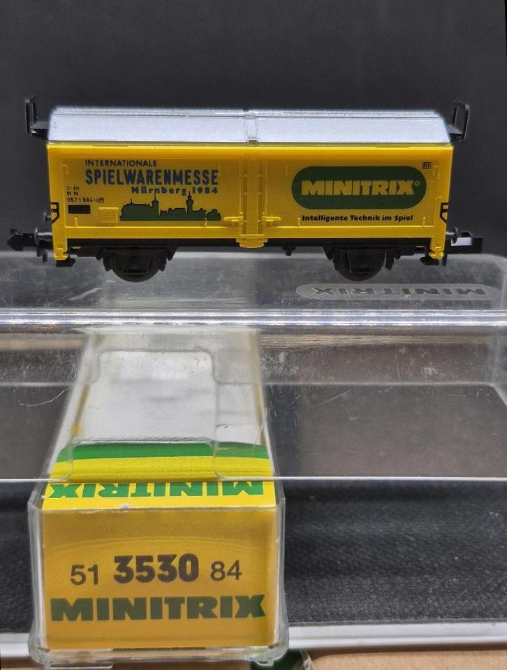 Minitrix 3530 - schuifdakwagen 'Spielwarenmesse 1984'(15157), Hobby en Vrije tijd, Modeltreinen | N-Spoor, Gebruikt, Wagon, Gelijkstroom