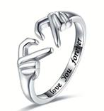 Zilveren ring met handdesign en inscriptie “I love you”, Nieuw, Ophalen of Verzenden, Dame, Zilver