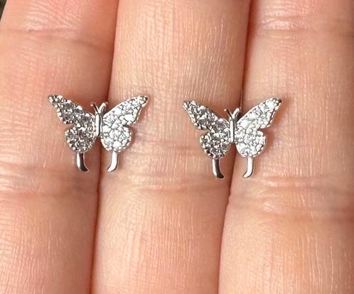 Zilveren vlinder oorbellen – 925 sterling zilver, Sieraden, Tassen en Uiterlijk, Oorbellen, Nieuw, Knopjes of Stekers, Zilver