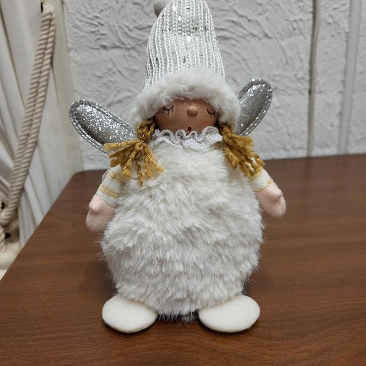 Kerst Elf Pop met Zilveren Vleugels, Huis en Inrichting, Woonaccessoires | Kandelaars en Kaarsen, Ophalen of Verzenden