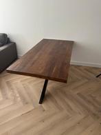 Houten Eettafel met Metalen Onderstel, Huis en Inrichting, Tafels | Eettafels, Ophalen, 50 tot 100 cm, Zo goed als nieuw, Vijf personen of meer