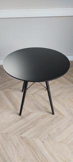 Moderne ronde eettafel - 80 cm - zwart/hout, z.g.a.n., Ophalen, Rond, 50 tot 100 cm, Zo goed als nieuw