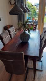Mooie eetkamer tafel met zes stoelen, Gebruikt, Rechthoekig, Ophalen, Vijf personen of meer