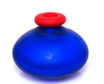 Prachtige Koningsblauwe Discus Vaas Rode Rand, Minder dan 50 cm, Verzenden, Blauw, Glas