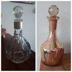 2x Karaf glas 20 cm - glazen flesje vaasje vintage brocante, Ophalen of Verzenden
