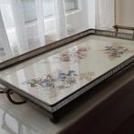 Vintage dienblad met verzilverde rand, Huis en Inrichting, Ophalen of Verzenden, Gebruikt, Rechthoekig, Metaal