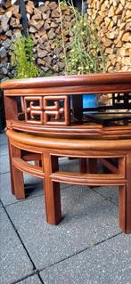 Vintage jaren 60 ronde Chinese japandi oosterse salontafel, Huis en Inrichting, Ophalen