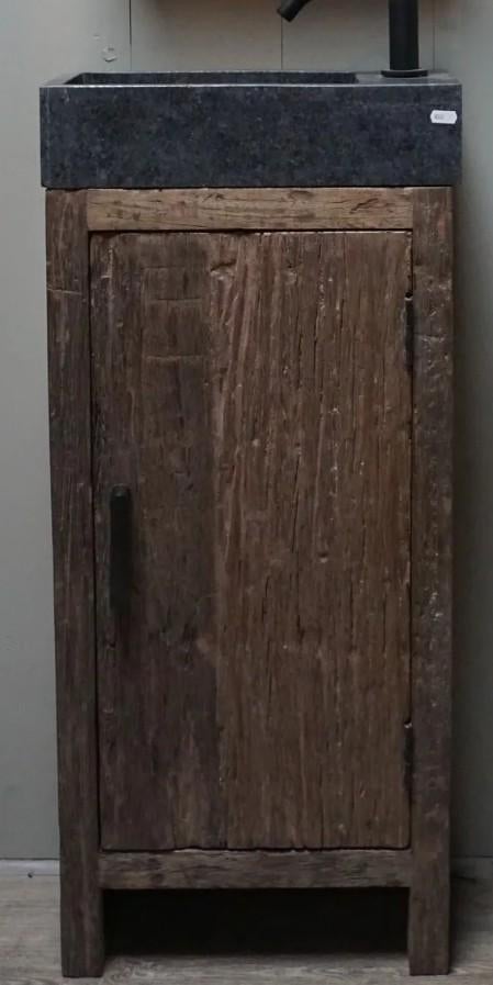 Landelijk barnwood toiletmeubel met granieten wasbakje, Ophalen of Verzenden, Nieuw