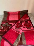 Vintage deken retro plaid rood roze dralon, Ophalen of Verzenden
