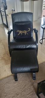 2 Mooie lederen Fauteuils + voetenbankje s, Ophalen, Gebruikt, 75 tot 100 cm, Metaal