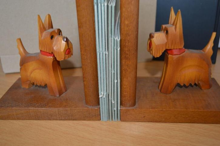 schattige oude kinder set boekensteunen Schotse terriër, Antiek en Kunst, Antiek | Speelgoed, Ophalen of Verzenden