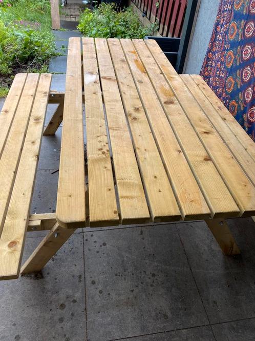 Picknicktafel, Tuin en Terras, Picknicktafels, Zo goed als nieuw, Rechthoekig, Hout, Ophalen