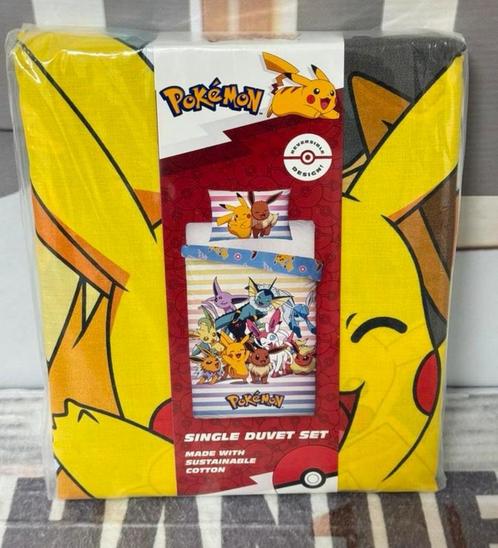 Pokemon dekbedovertrek 135 x 200 cm dubbelzijdig pikachu, Kinderen en Baby's, Kinderkamer | Beddengoed, Nieuw, Dekbedovertrek