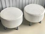 2x Witte Ronde Poefs IKEA, Ophalen, Minder dan 50 cm, Gebruikt, Rond