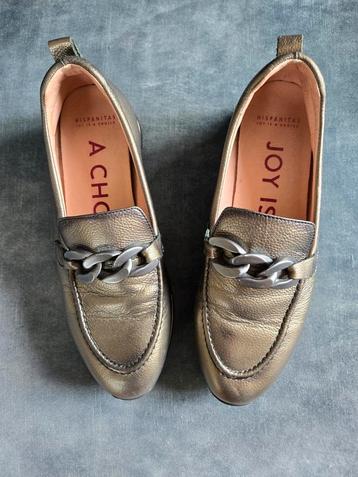 Hispanitas goud/zilver metallic full leren mocassins maat 41 beschikbaar voor biedingen
