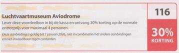 Luchtvaartmuseum Aviodrome, Lelystad 30% korting. Bon 116. beschikbaar voor biedingen