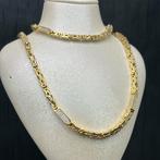 14k gouden koningsketting met armband set steentjes, Ophalen of Verzenden, Zo goed als nieuw, Goud