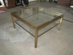 Messing salontafel met twee glasplaten, Niet ingevuld, Gebruikt, Niet ingevuld, Niet ingevuld