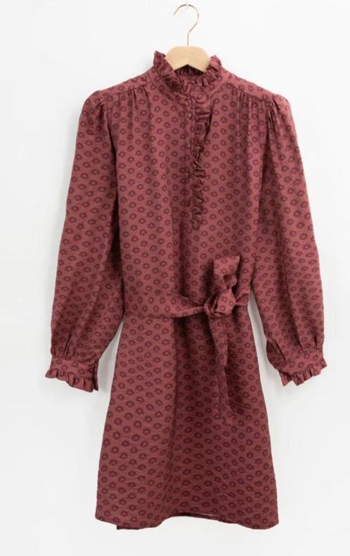 Sissy Boy Donkerroze jurk met ruffles en print S, Kleding | Dames, Jurken, Zo goed als nieuw, Maat 36 (S), Roze, Knielengte, Ophalen of Verzenden