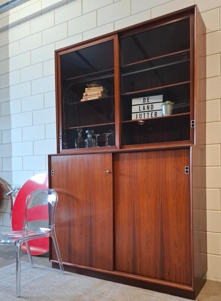 Vintage/Midcentury design buffetkast, houten schoolkast, Huis en Inrichting, Kasten | Buffetkasten, Zo goed als nieuw, 200 cm of meer